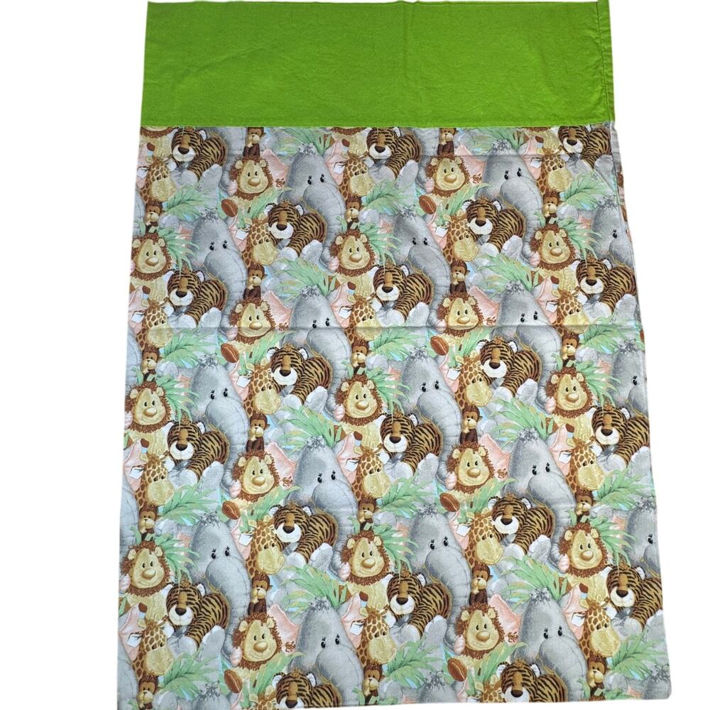 Vintage Handmade Zoo Circus Animal Pillowcase 27"x20"